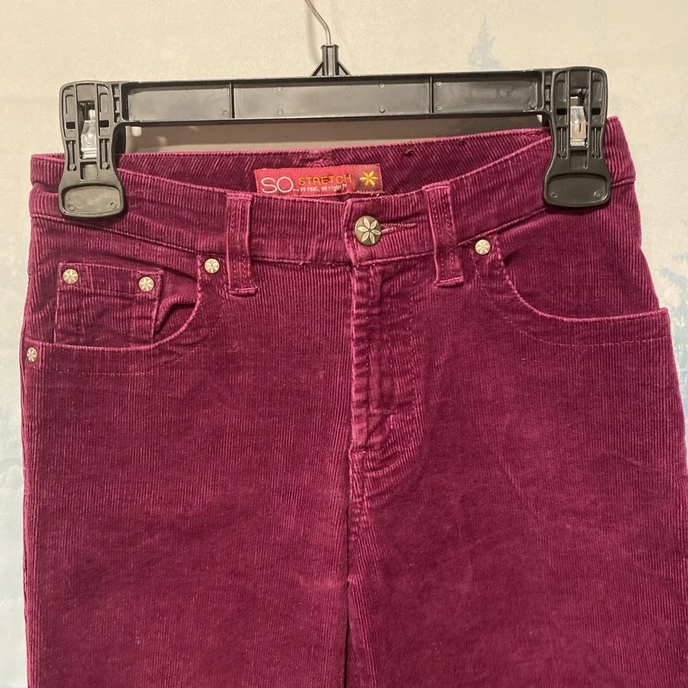 So Pants Youth Girls Size 10 Bootcut Flare Corduroy Stretch Burgundy